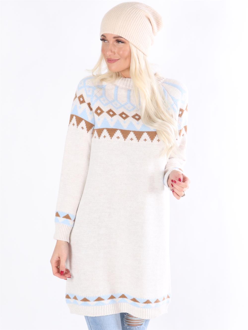 Rina - Stickad klänning med flerfärgat mönster